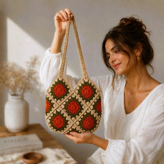 Beige Bloom Crochet Bag