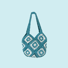 Aqua White Crochet Shoulder Bag