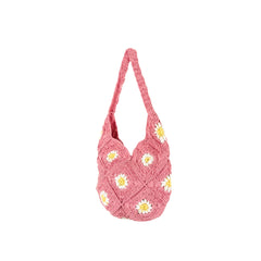 Pink Daisy Crochet Tote