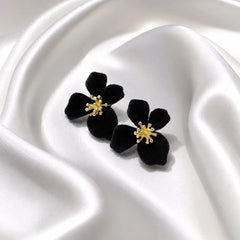 Floral Matte Black and Velvet Studs