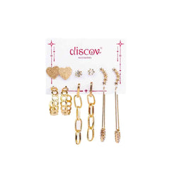 Set of 6 Western Golden Studs and Earrings Combo