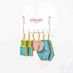 Set of 3 Brass Resin Earrings Combo