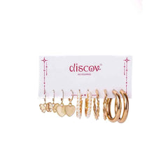 Set of 5 Pearly White And Golden Earrings Combo