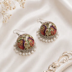 Meenakari Rani Portrait Dome Jhumka Earrings