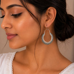 Oxidised Silver Chandbali Hoop Earrings