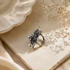 Vintage Blossom Oxidised Ring
