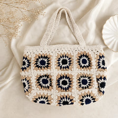 Crochet White n Beige Shoulder Bag