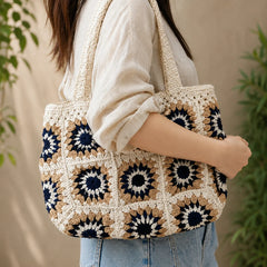 Crochet White n Beige Shoulder Bag