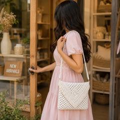 Macrame All White Sling Bag