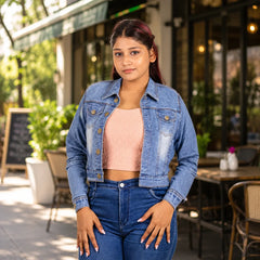 Light Blue Denim Crop Jacket
