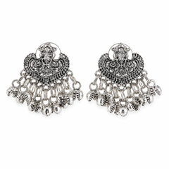 Oxidised Silver Ghungroo Stud Earrings