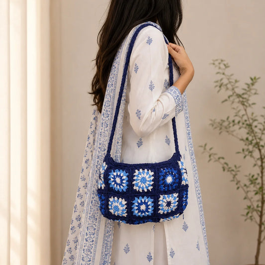 Indigo Azure Crochet Sling Bag