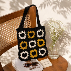 Crochet Knitted Heart Shoulder Bag