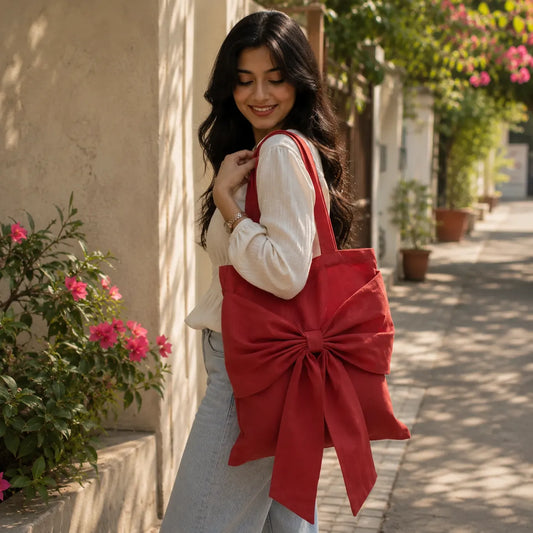 Red Bow Tote Bag