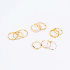 Pack of 10 Golden And Pearly White Chain Ring Combo