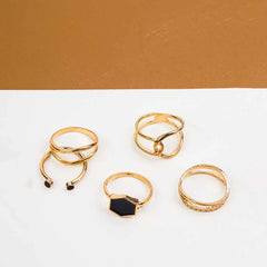 Pack of 5 Golden And Black Rings Combo