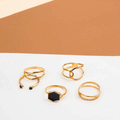 Pack of 5 Golden And Black Rings Combo