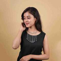 Silver Multi Chain Tassel Necklace