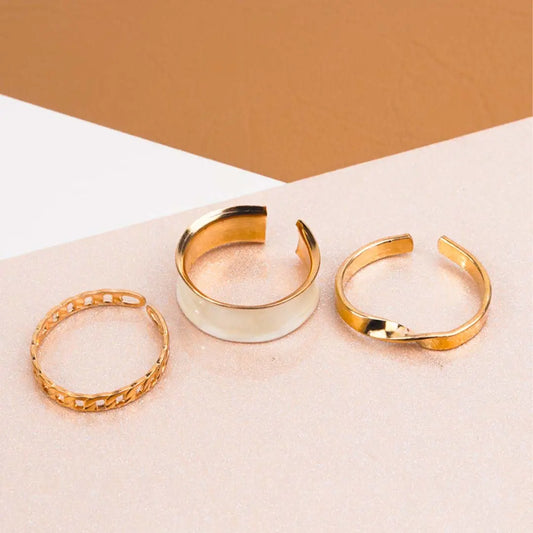 Pack of 3 Golden And White Rings Combo