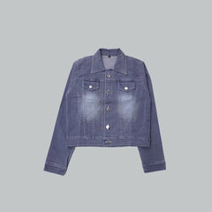 Grey Crop Denim Jacket