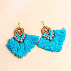 Macramé Wooden Tassel Earrings