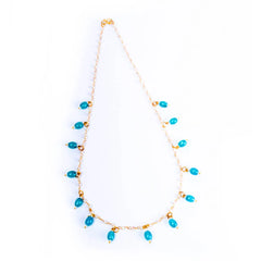 Beaded Pearl Oval Golden Necklace