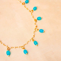 Beaded Pearl Oval Golden Necklace
