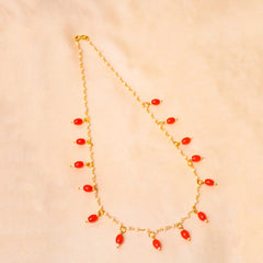Beaded Pearl Oval Golden Necklace