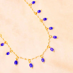 Beaded Pearl Oval Golden Necklace