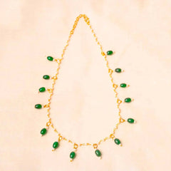Beaded Pearl Oval Golden Necklace