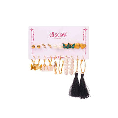 Set of 10 Western Studs And Hoops Earrings Combo