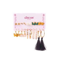 Set of 10 Western Studs And Hoops Earrings Combo
