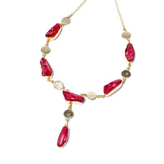 Golden Druzy Stone Coin Chain Necklace