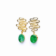 Textured Golden Druzzy Stone Drop Earrings