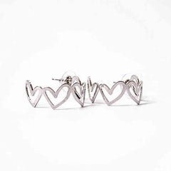 Silver Heart Half Hoop Earrings
