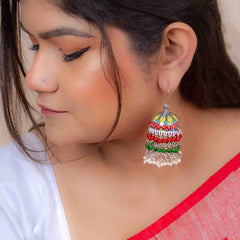 Floral Meenakari Beaded Jhumka