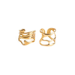 Pack of 2 Golden Assymetrical Hollow Rings