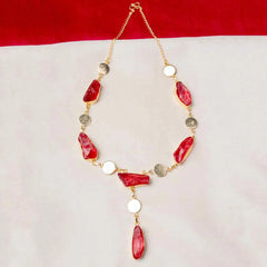 Golden Druzy Stone Coin Chain Necklace