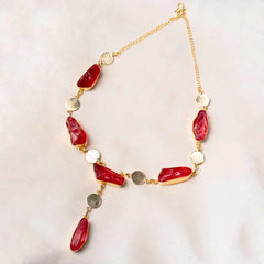 Golden Druzy Stone Coin Chain Necklace