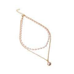 Pearl Chain Layered Pendant Neckalace