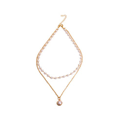 Pearl Chain Layered Pendant Neckalace