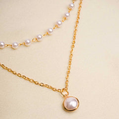 Pearl Chain Layered Pendant Neckalace