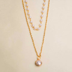 Pearl Chain Layered Pendant Neckalace