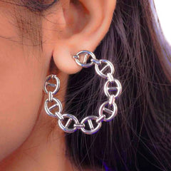 Silver Link Hoop Earrings