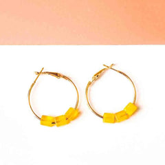 Circular Beaded Square Hoop Earrings