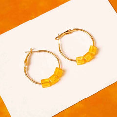 Circular Beaded Square Hoop Earrings