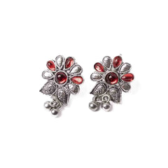Oxidised Small Flower Studs