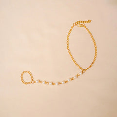 Golden Pearl Ring Bracelet