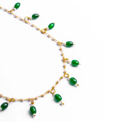 Beaded Pearl Oval Golden Necklace