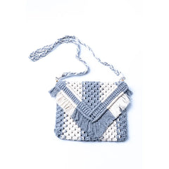 Macrame Blue N White Sling Bag